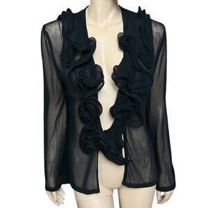 Nora Attalai Paris Vintage Cardigan Jacket Sheer Fabric Size L Made in France